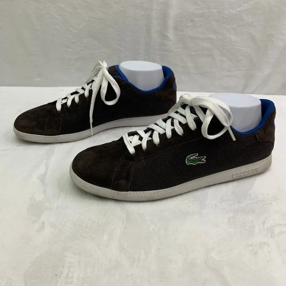 Lacoste Mens Sz 9.5 Graduate 3 K79 Sneakers Gray Blue Leather Lace Up Shoes